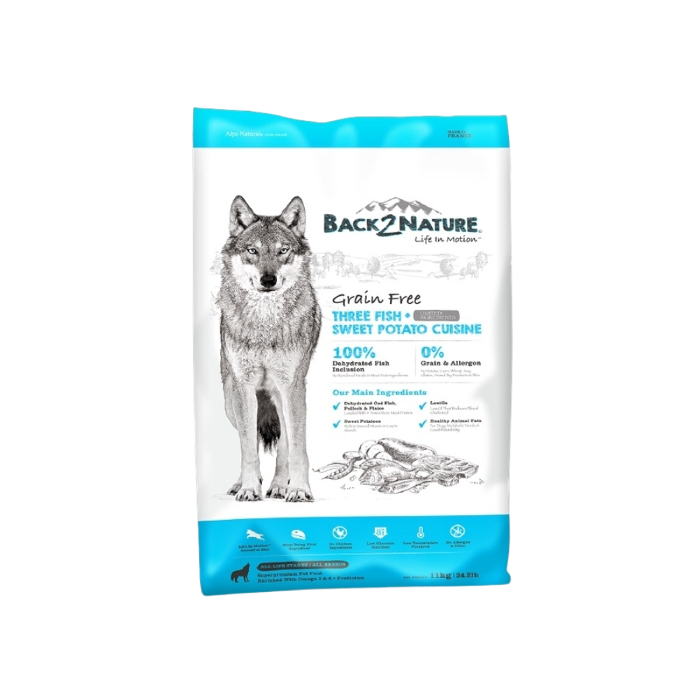 Back2nature 11kg Grain Free Three Fish & Sweet Potato Recipe Dry Dog Food