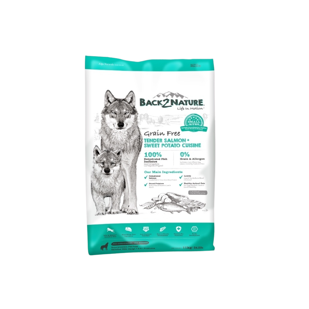 Back2nature 11kg Grain Free Tender Salmon & Sweet Potato Recipe Small Bites Dry Dog Food