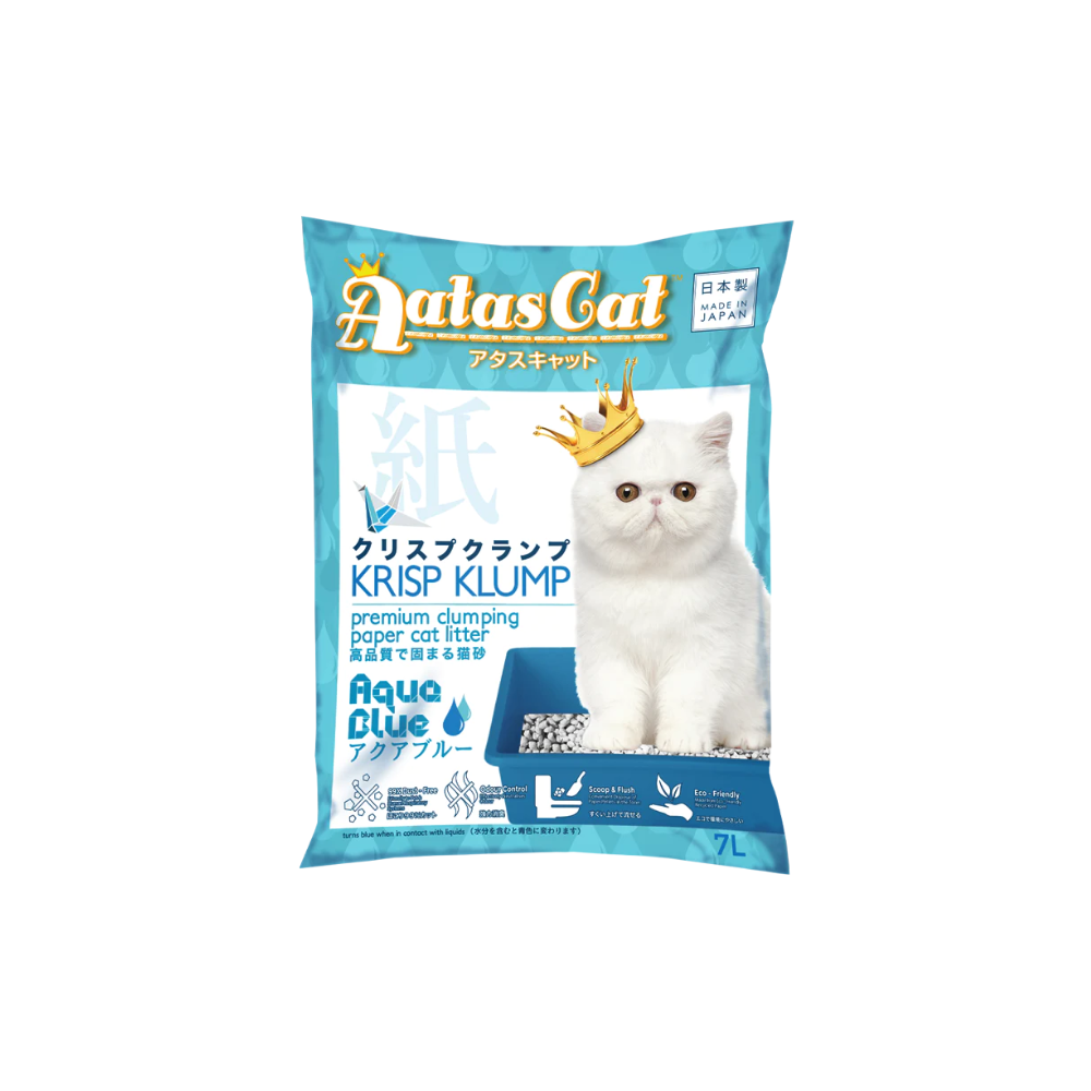 Aatas Cat 7l Aqua Blue Krisp Klump Paper Cat Litter