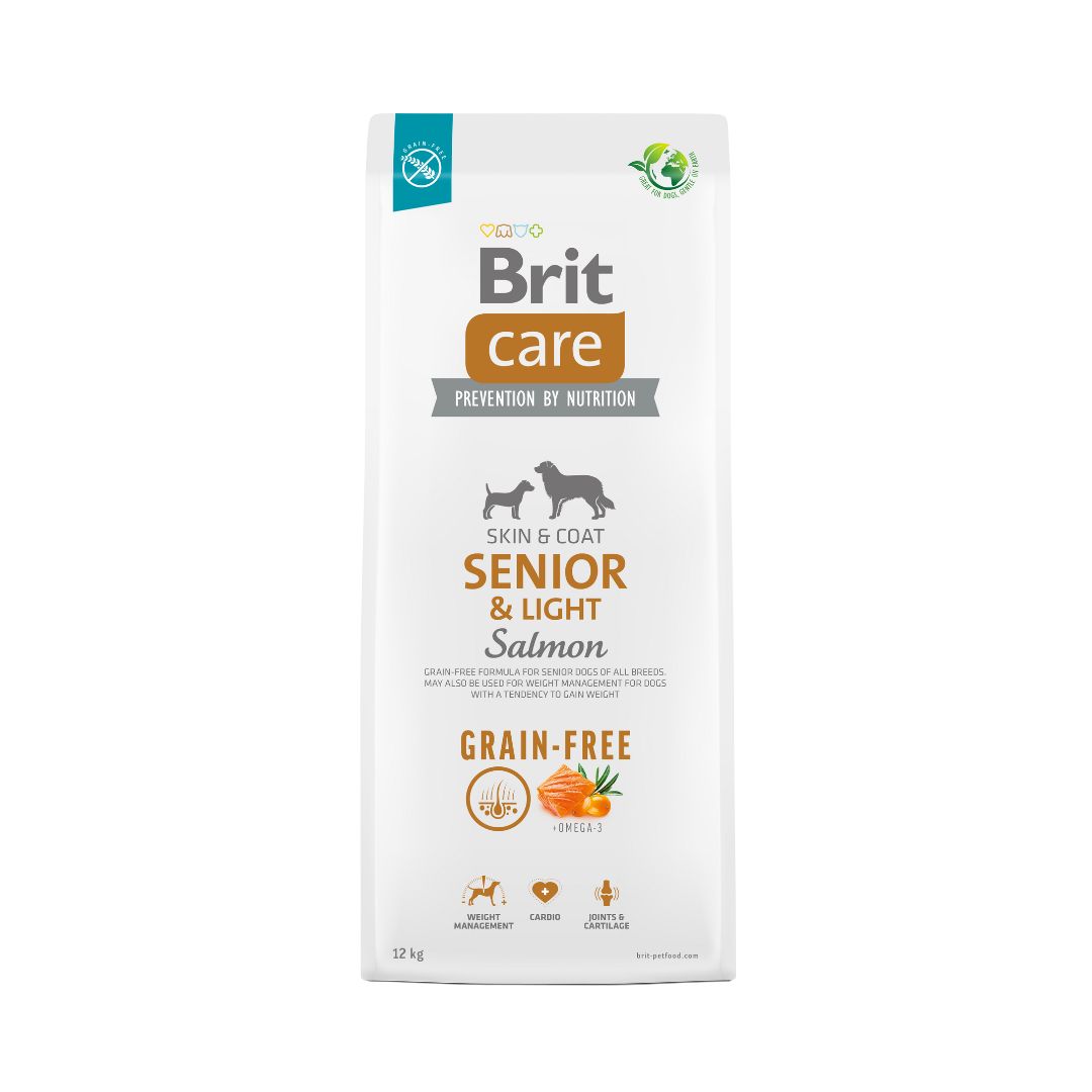 Brit Care Dog Grain Free Senior & Light Salmon 12kg Dry Dog Food