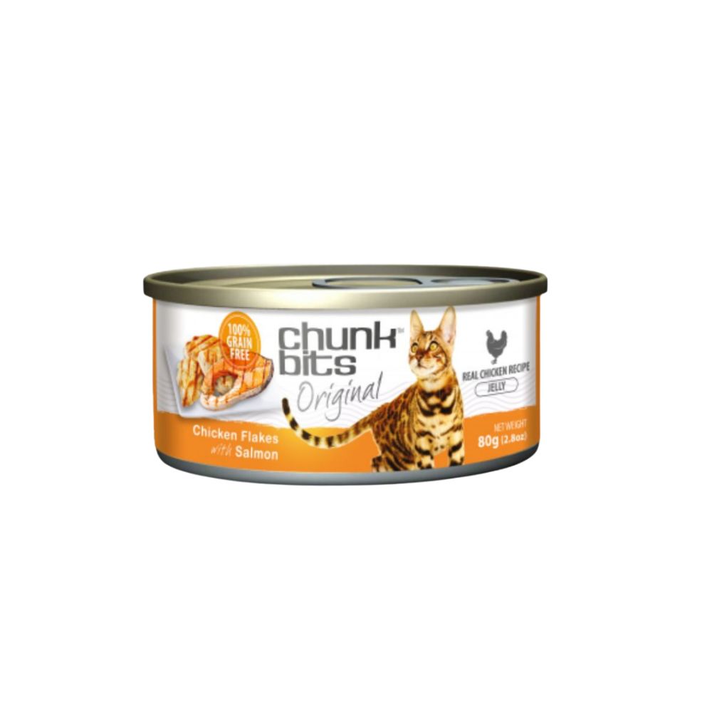 Chunkbits Cat Original 80g Chicken Flakes With Salmon In Jelly Wet Cat Canned Food