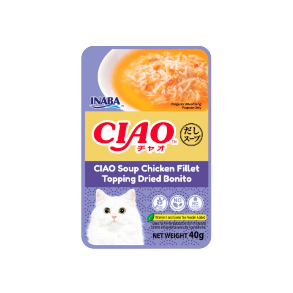 Ciao Pouch Soup 40g Chicken Fillet Topping Dried Bonito Wet Cat Food