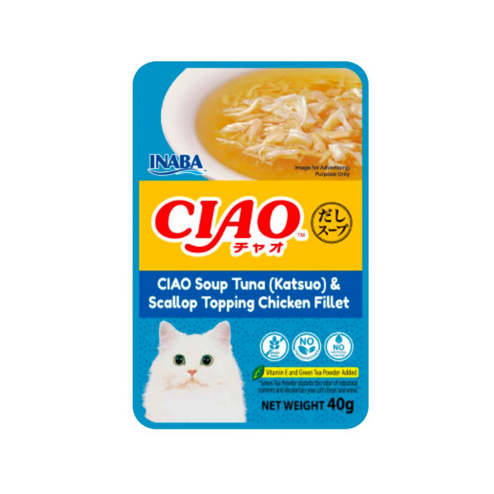 Ciao Pouch Soup 40g Katsuo Scallop Chicken Wet Cat Food