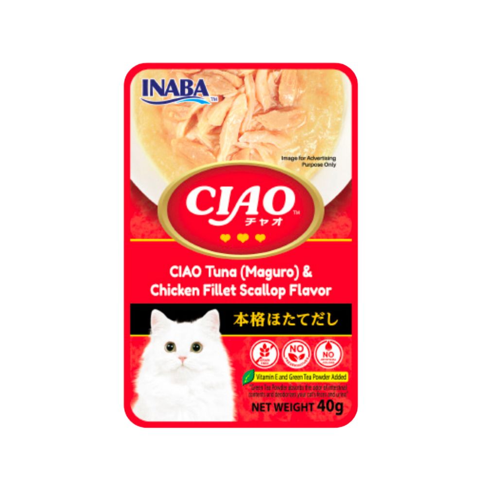 Ciao Pouch 40g Maguro Chicken And Scallop Wet Cat Food