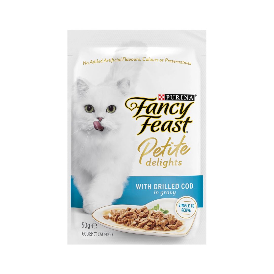 Fancy Feast Petite Delights 50g With Grilled Cod In Gravy Wet Cat Pouch