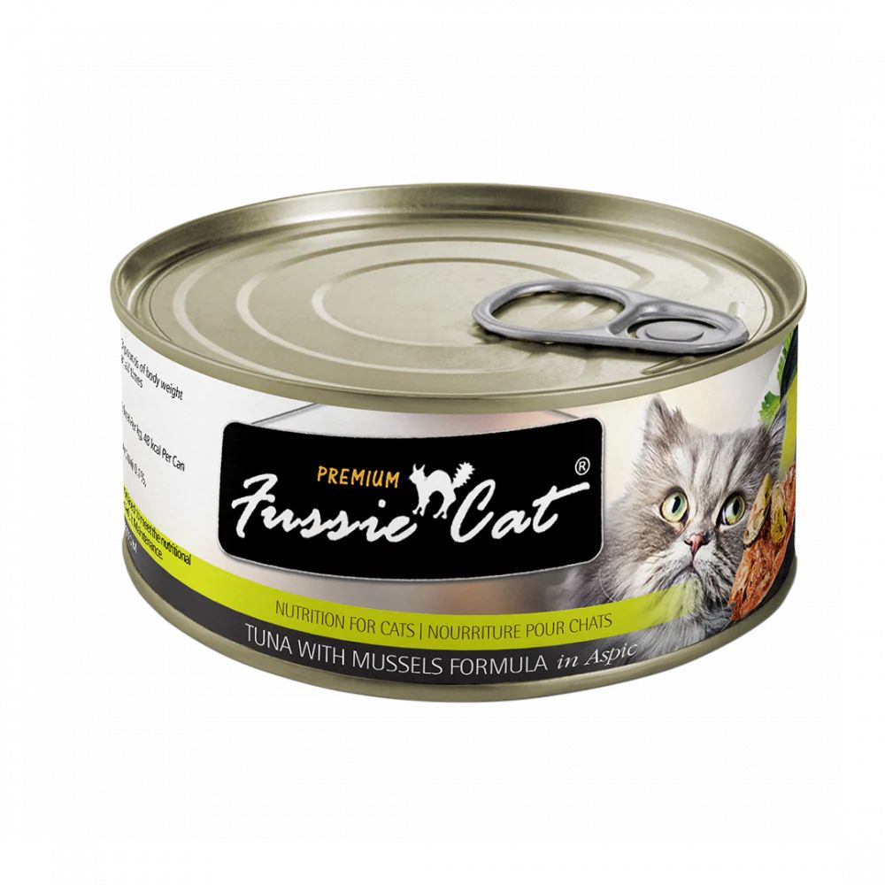 Fussie Cat 80g Black Label Tuna With Mussels Wet Canned Food