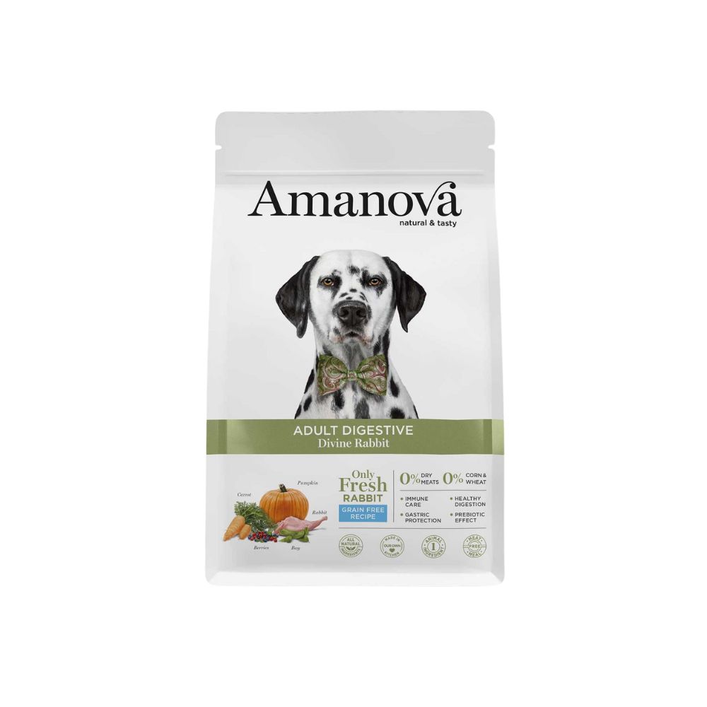 Amanova Dog 10kg Adult Digestive All Breeds Rabbit & Pumpkin Dry Dog Food