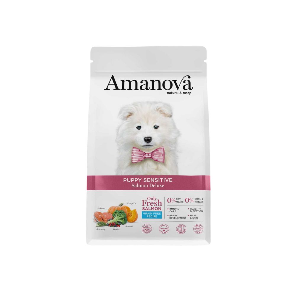 Amanova Dog 2kg Puppy Sensitive All Breeds Salmon & Pumpkin Dry Dog Food