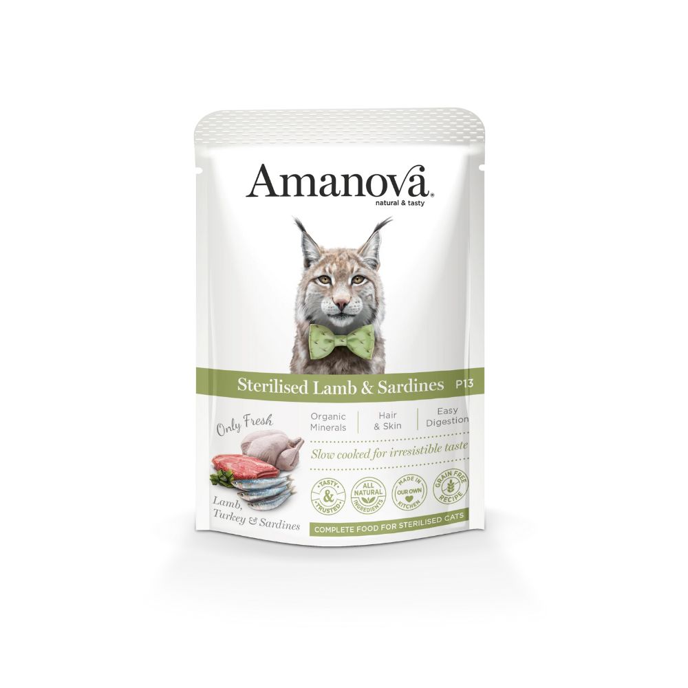 Amanova Cat 85g Pouch Sterilised Lamb & Sardines Wet Cat Pouch