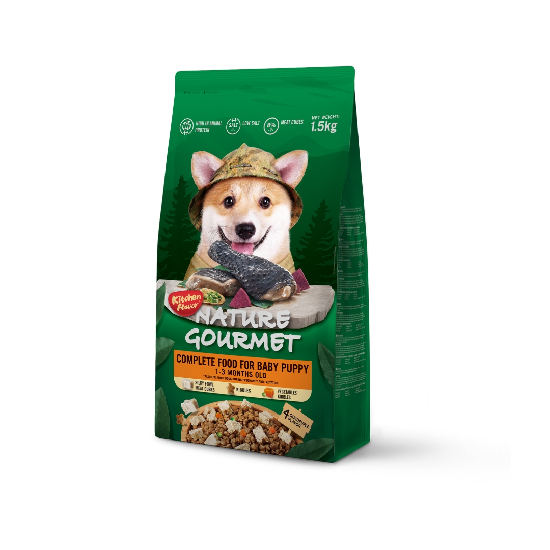 Kitchen Flavor Dog Nature Gourmet 1.5kg Silky Fowl Complete Food For Baby Puppy