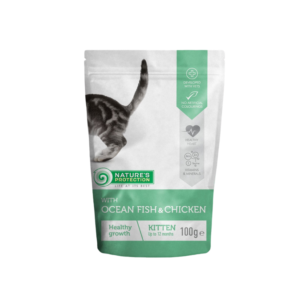 Nature's Protection Kitten Pouch 100g With Ocean Fish & Chicken Wet Cat Food