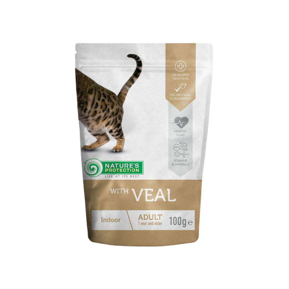 Nature's Protection Cat Pouch 100g Indoor With Veal Wet Cat Food