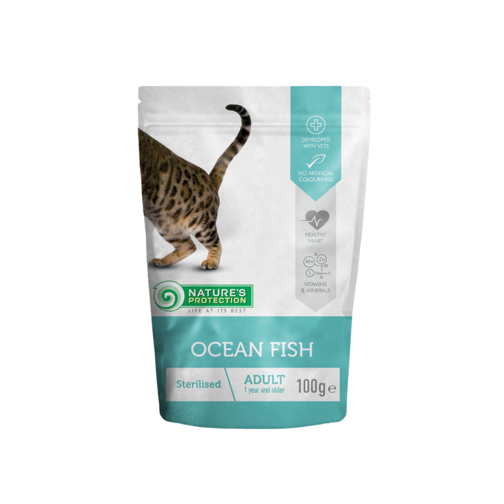 Nature's Protection Cat Pouch 100g Sterilised With Ocean Fish Wet Cat Food